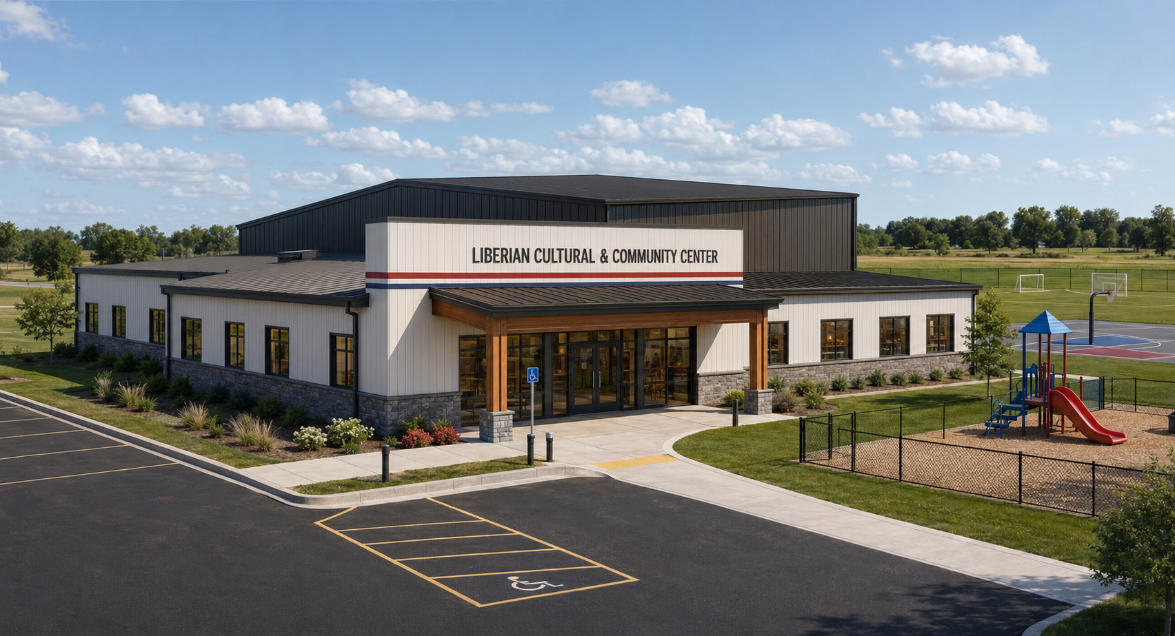 Concept rendering of a Liberian cultural and community center